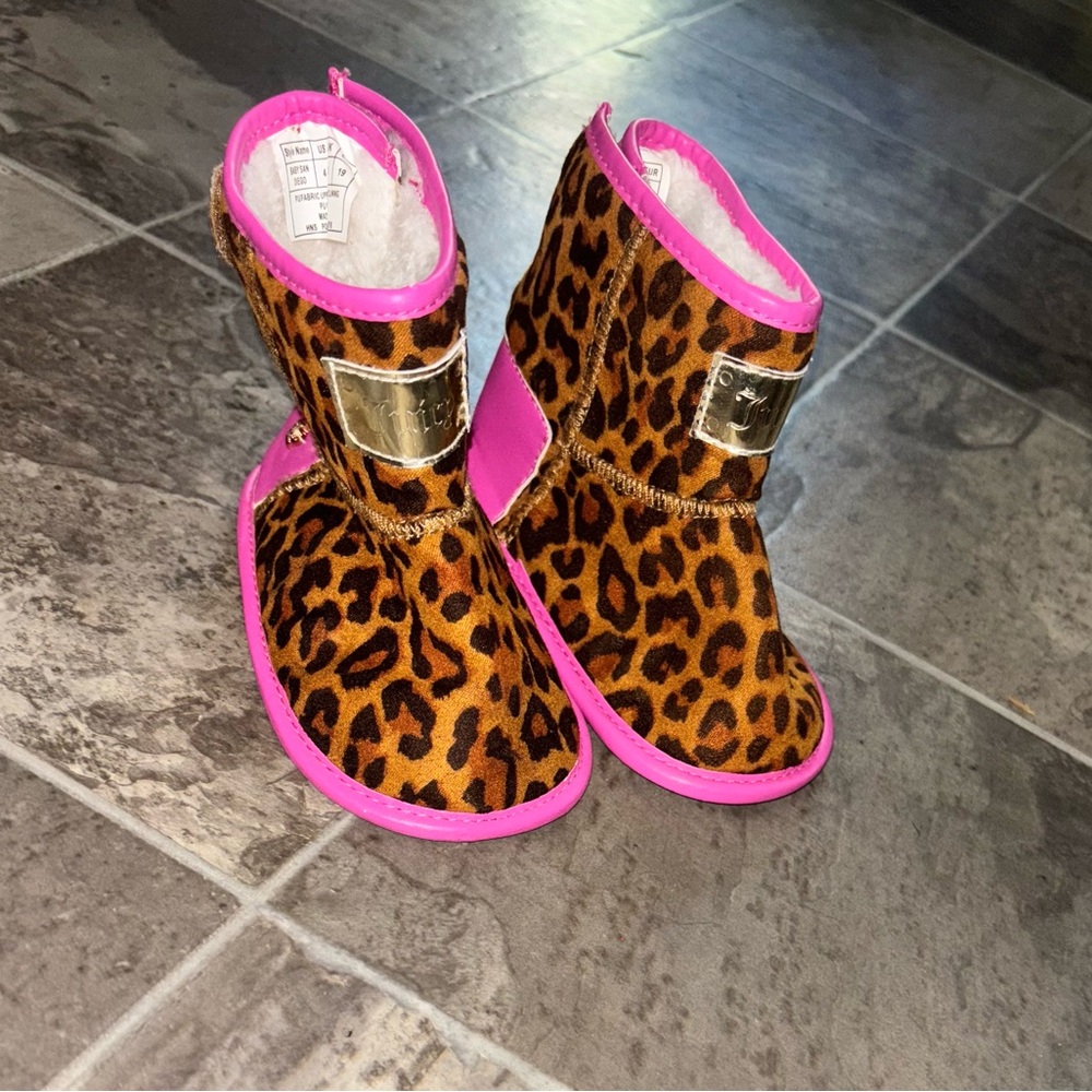Juicy Couture Leopard Baby Girl Boots with Pink Accents